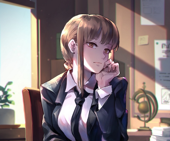 Makima from Chainsaw Man in an office