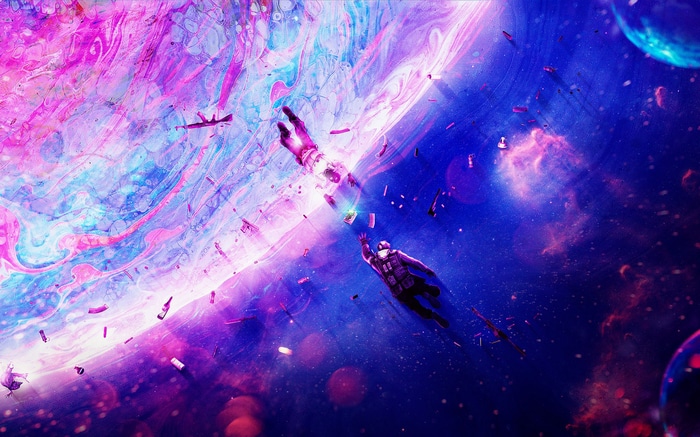 Counter-Strike: Global Offensive astronauts in a colorful nebula