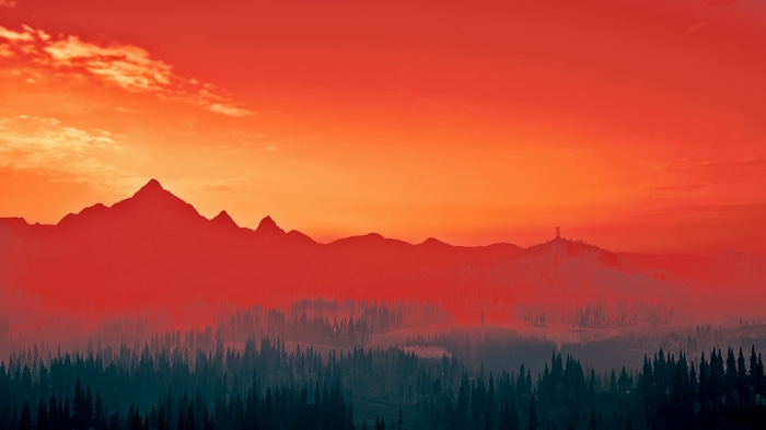 4K landscape with mountains and forest in Far Cry 5