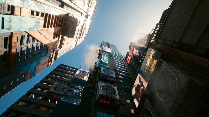 Cyberpunk 2077 urban architecture with vents