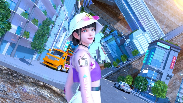 Anime girl in a futuristic cityscape