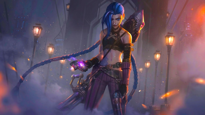 4K Jinx from Arcane with street lights