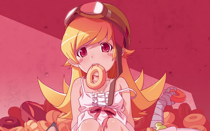 Oshino Shinobu from Monogatari Series eating donuts
