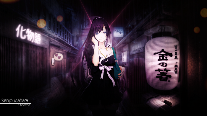 Senjougahara Hitagi from Monogatari Series in a Japanese street