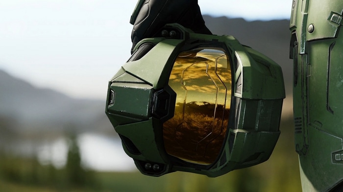 Master Chief's helmet in Halo Infinite concept art