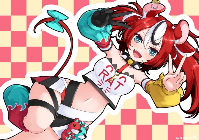 Hakos Baelz from Hololive in anime style