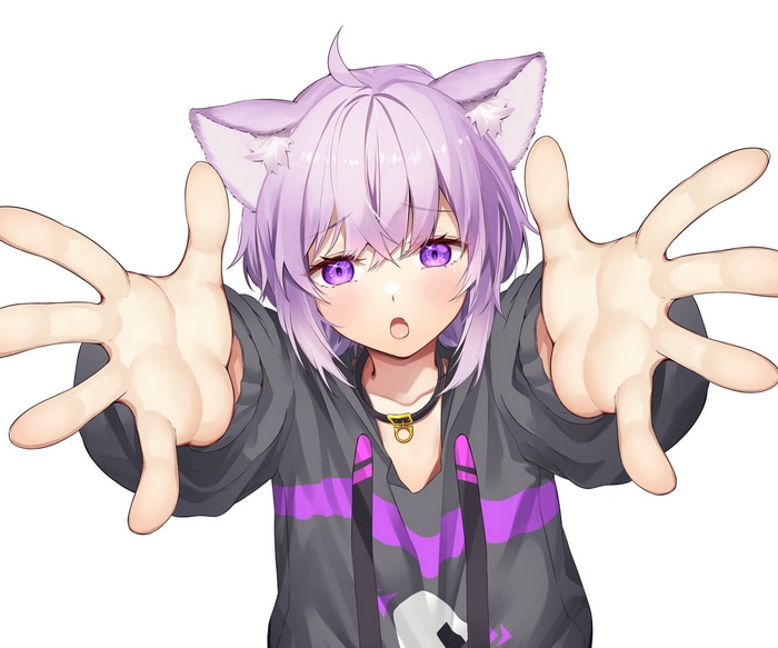 Nekomata Okayu reaching out with both hands