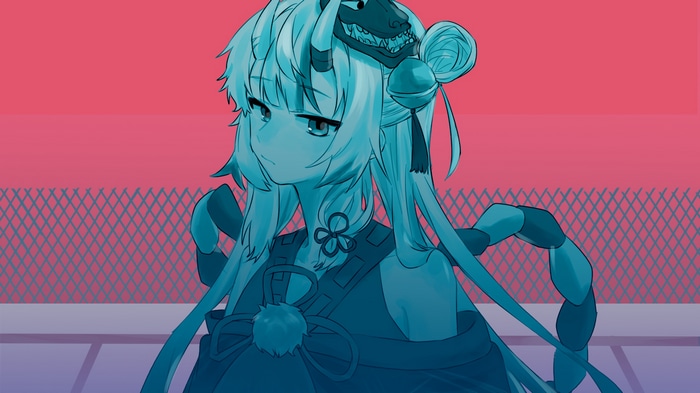 Nakiri Ayame with Oni Horns and Mask