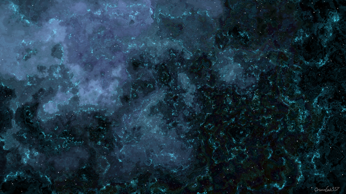 Abstract blue and black nebula with stars