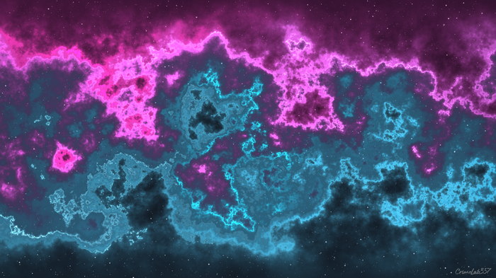 Abstract digital art of a pink and blue nebula in space