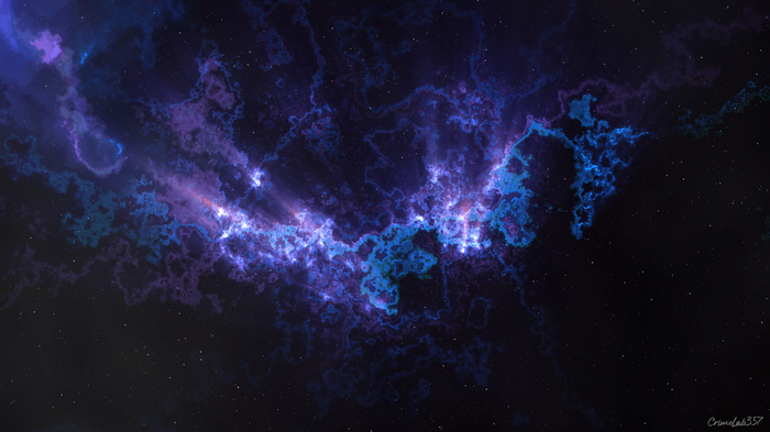 Space nebula with stars and purple and blue clouds