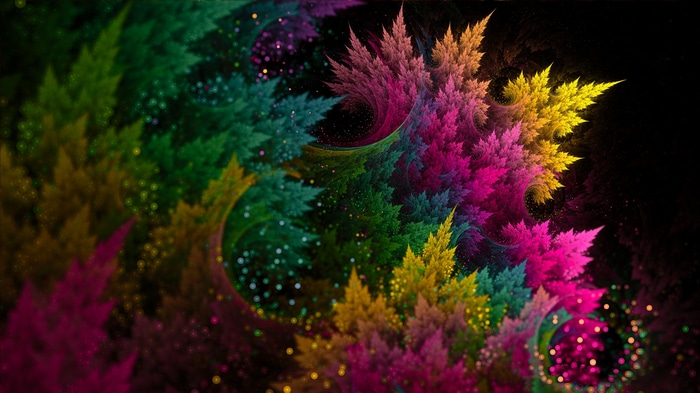 Colorful abstract fractal artwork with swirling patterns