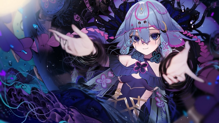 Anime mermaid Hiiragi Mikoto underwater