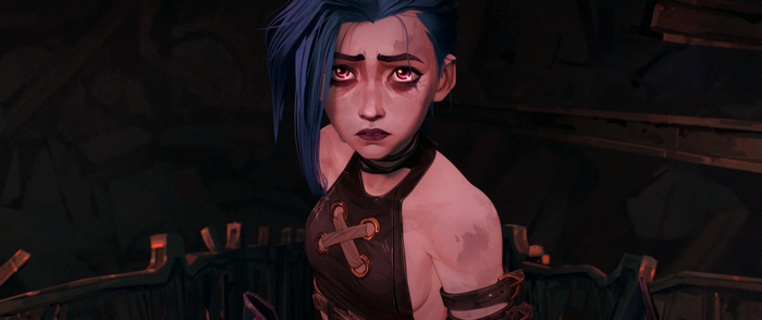 Jinx from Arcane looking distressed
