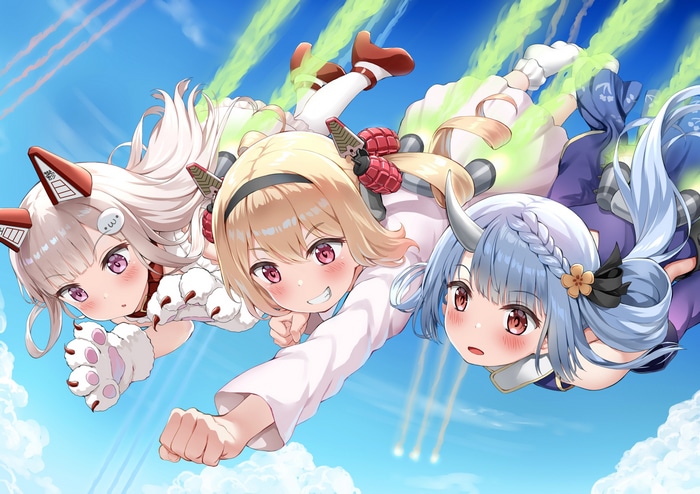 4K Anime Girls Falling from the Sky
