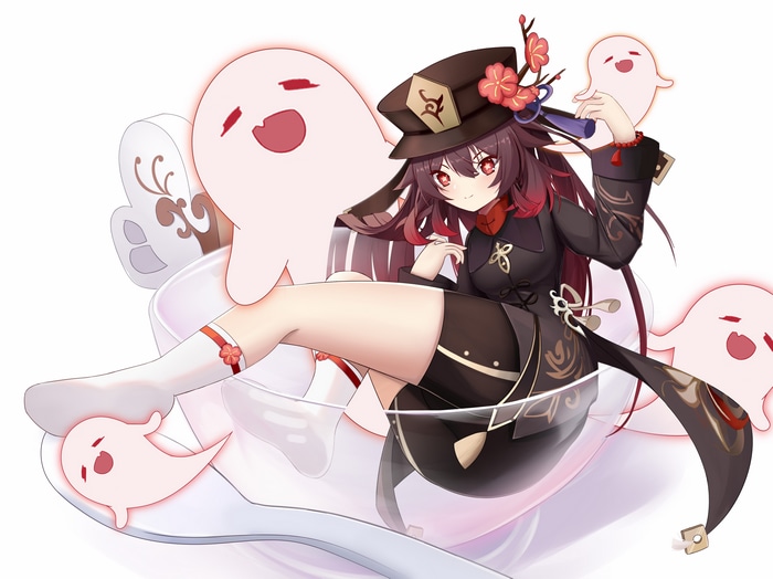 Hu Tao from Genshin Impact with ghosts