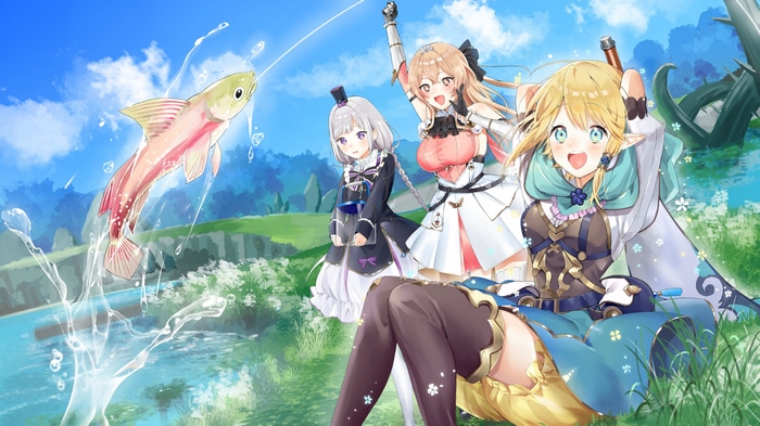 4K fishing with anime girls and a jumping fish