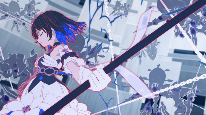Seele Vollerei from Honkai Impact 3rd with a scythe