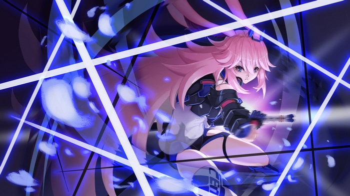 Yae Sakura from Honkai Impact 3rd with pink hair and gun