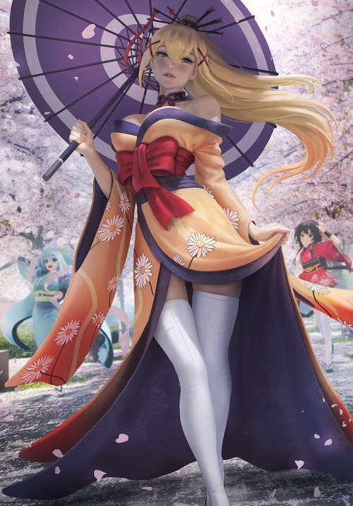 Darkness in a Kimono with an Umbrella