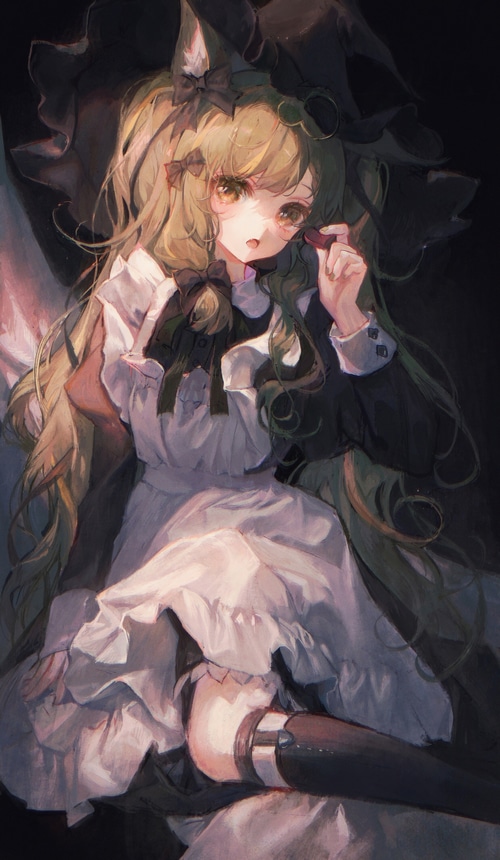 Anime girl with animal ears and witch hat