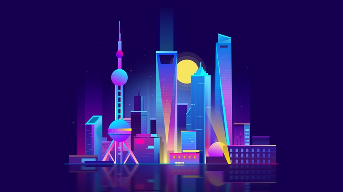 4K Shanghai skyline with Oriental Pearl Tower