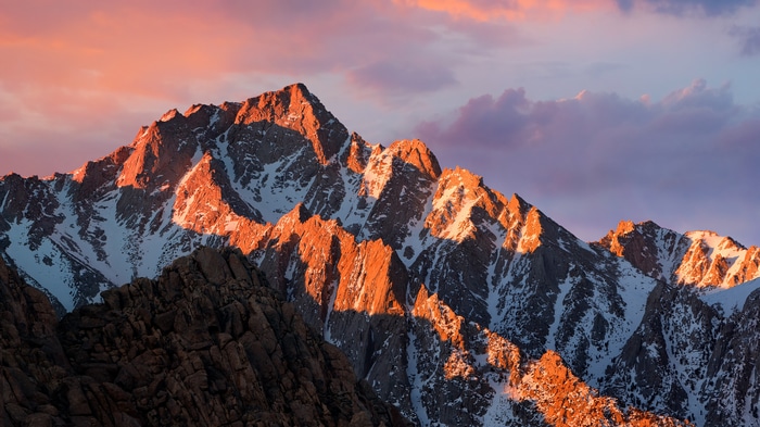 4K macOS Sierra Nevada Mountains at Sunset