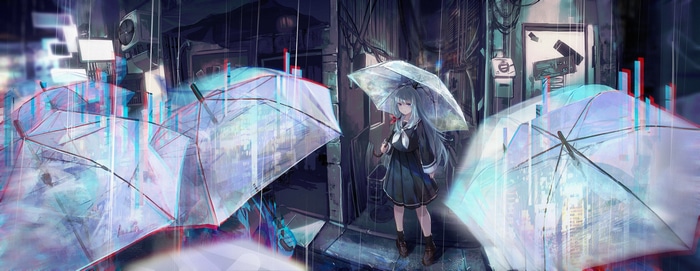 Girl with umbrella in the rain