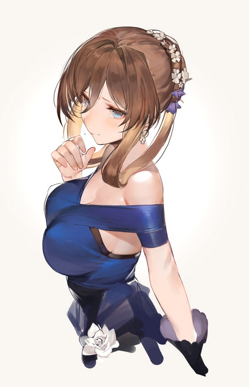 Springfield from Girls Frontline in a blue dress