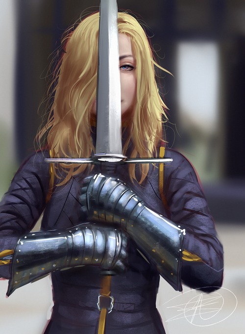 Zero Akuma with blonde hair holding a sword