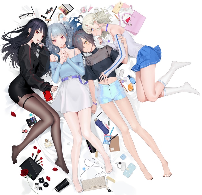 4K Group of Women Lying Down with Makeup
