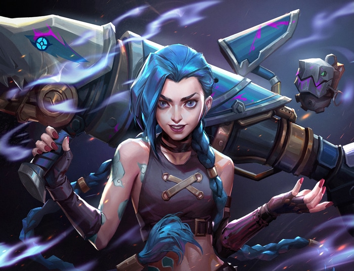Jinx from League of Legends with her weapon