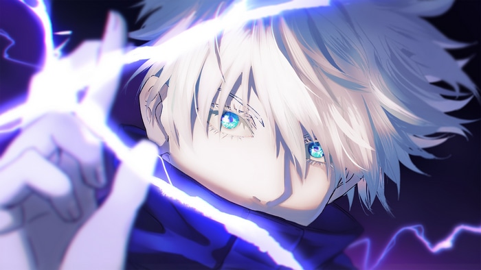 Satoru Gojo with Aqua Eyes and Lightning