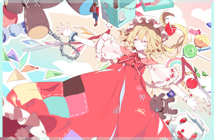 Flandre Scarlet in a red dress with chains