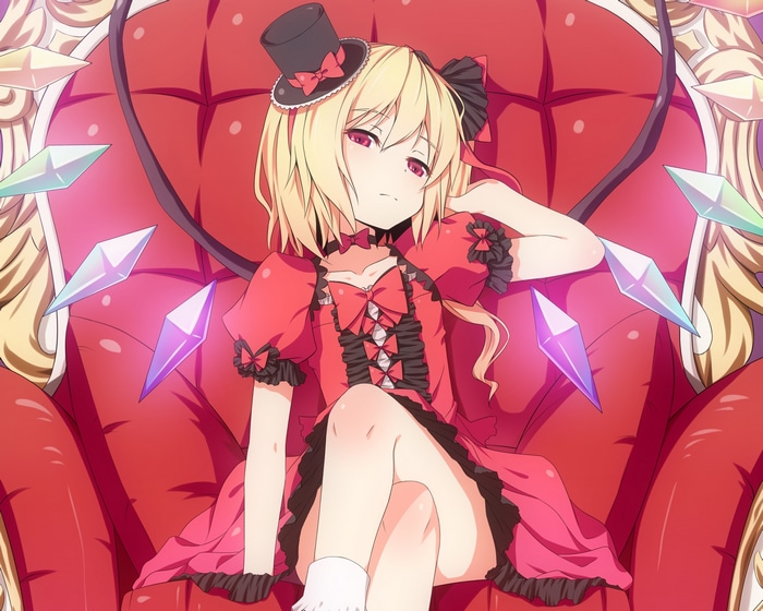 Flandre Scarlet sitting on a throne