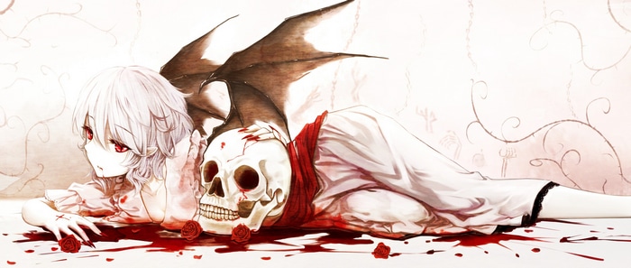 Remilia Scarlet with a Skull and Roses