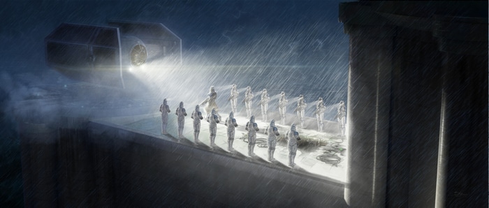 Star Wars artwork of clone troopers in the rain