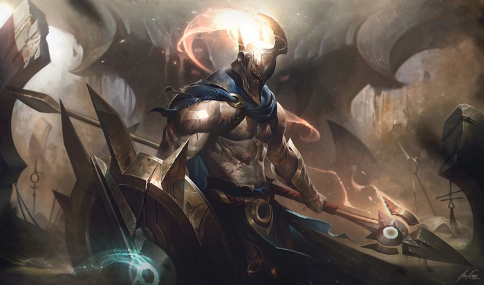 Pantheon with Spear and Shield in Fantasy Armor