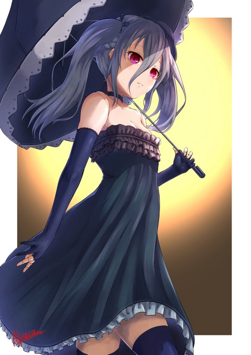 Orchis from Granblue Fantasy with pink eyes and a dress