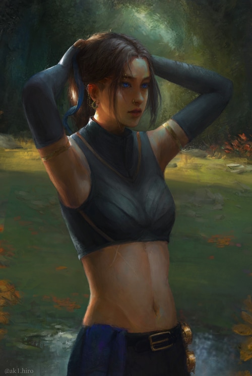Fantasy art of a woman with blue eyes