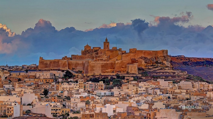 The Cittadella fortress overlooking a cityscape in Malta