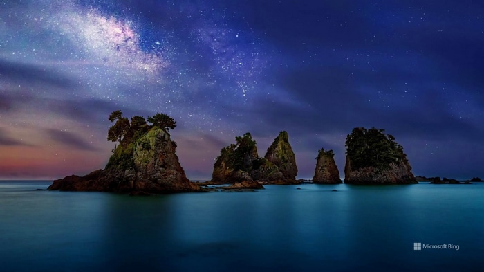 Rocky islands under the Milky Way