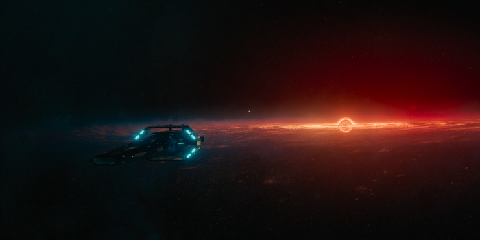 Spaceship approaching a black hole event horizon