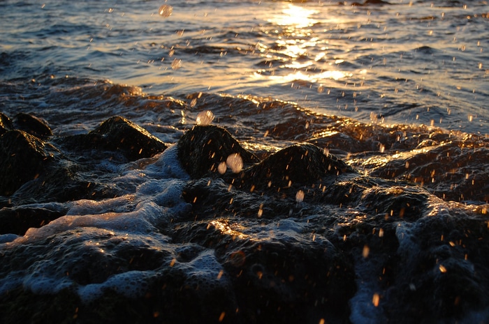 Waves crashing on rocks at La Paloma, Uruguay
