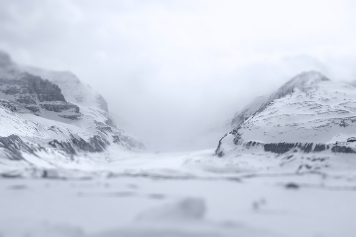 4K Tilt Shift Snow Mountains