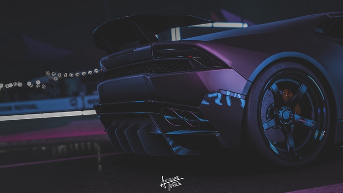 Lamborghini Huracan rear view with custom wheels