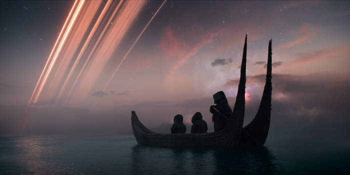 Foundation planetary rings and a boat with figures