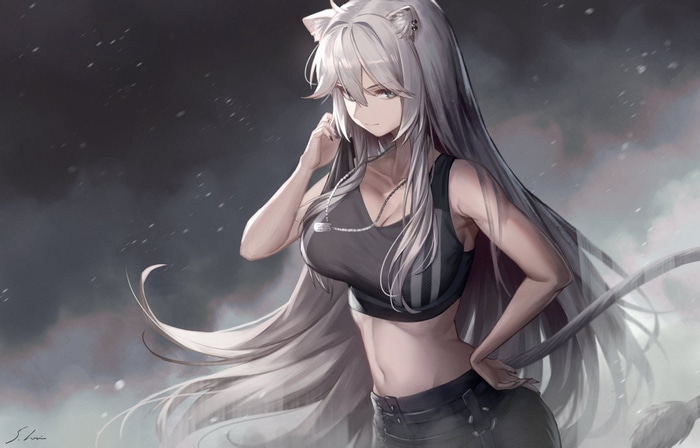Shishiro Botan Cat Girl in Crop Top