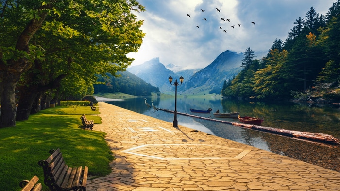 4K Mountains and Lake Landscape