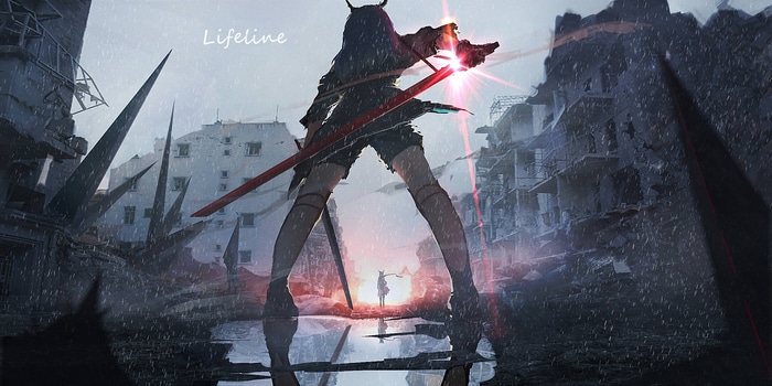 Arknights Chen Lifeline in a ruined city